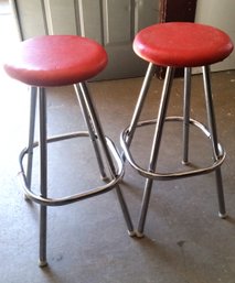 Classic Red Chrome Bar Stools, Philadelphia