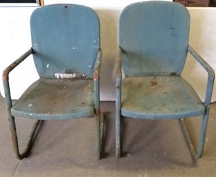 Pair Mid-century Metal Patio Chairs.