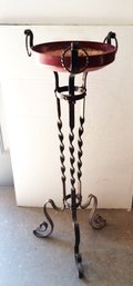 Antique Twisted Wrought Iron Plant Stand, Hand Crafted