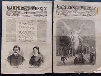 Antique 'Harper's Weekly' 2 Civil War Era Newspapers Battles, Generals, Interests