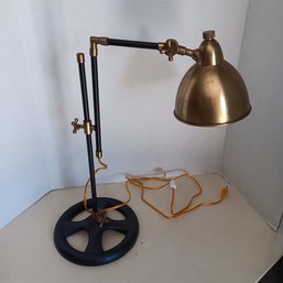 Contemporary Industrial Table Lamp, Brass & Iron Edgar Brandt Style