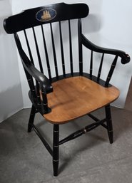 Commemorative Hitchcock Arm Chair, Navy Retirement Plaque Attached, VG Condition