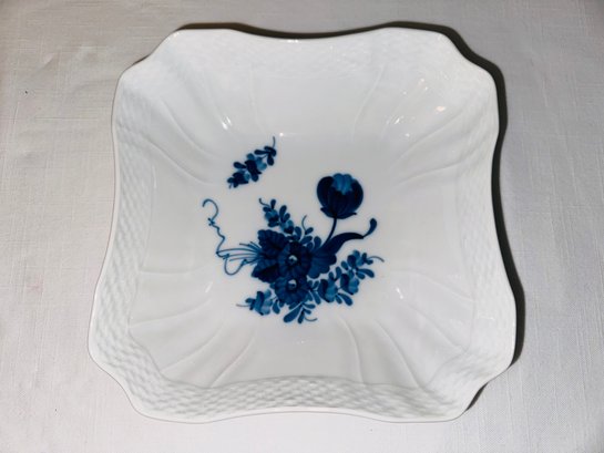An Elegant Royal Copenhagen Blue Flowers Square Bowl