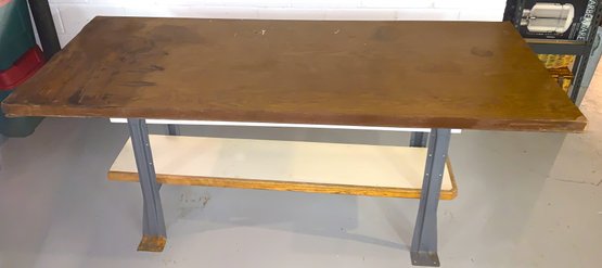 Wooden Top Workbench With Metal Frame