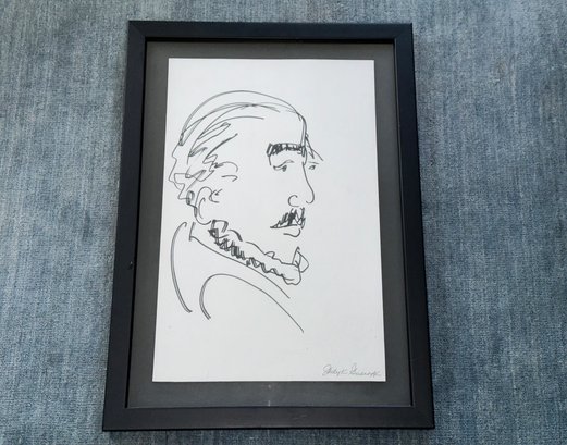 Framed Sketch Of A Man Signed Judy K Gussoff