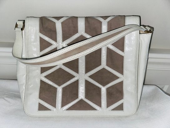 A Vintage Studio Pollini White Leather Abstract Handbag
