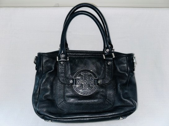 Tory Burch Amanda Black Leather Top Handle Handbag