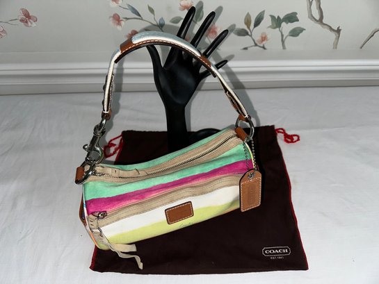 Coach Hampton Watercolor Striped Baguette Handbag