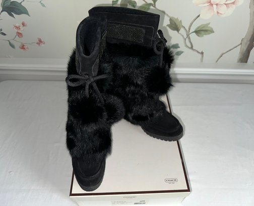 Fabulous Coach Suede And Fur Boots Womens