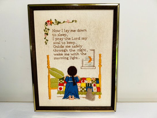 Vintage Needlepoint Of The Lords Prayer Framed