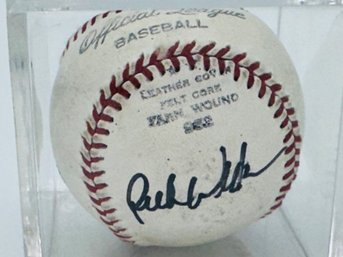 A Signed Rube Walker MLB Baseball In Case