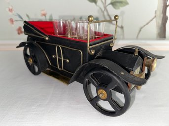 Amazing Vintage Music Box Model T Decanter With Glasses