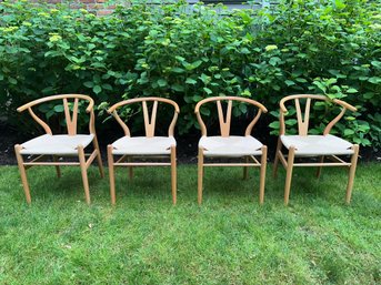 Set Of 4 Oak Wishbone Chairs