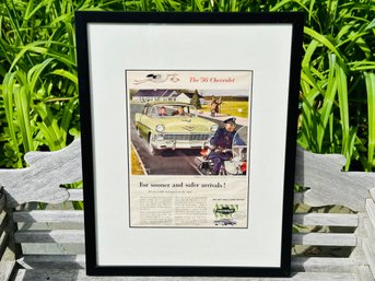 Custom Matted & Framed Vintage Print Ad Of A 1956 Chevy