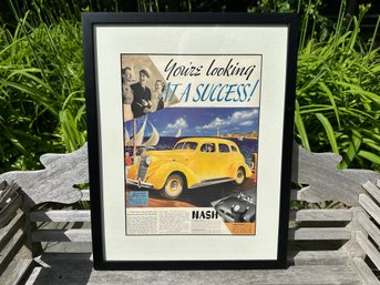 Custom Matted & Framed Vintage Print Ad Of A Nash Automobile