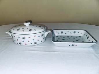 Two Petite Fleur By Andrea Oven To Table Cookware Items