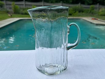 A Textured Tall Square Glass Pitcher