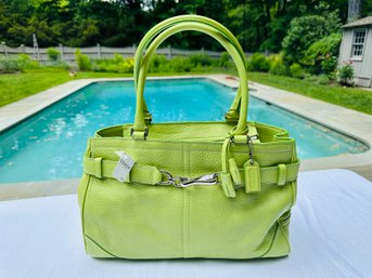 New Coach Green Leather Large Carryall Handbag