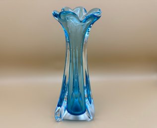 A Gorgeous Turquoise Swung Glass Vase