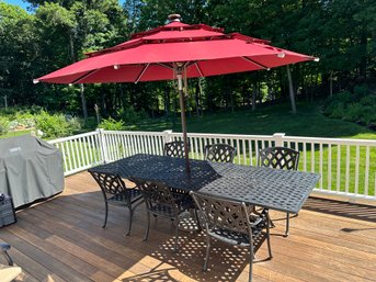 A Large Cast Aluminum Patio Dining Set