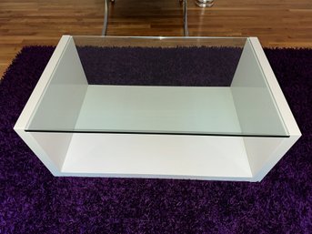 Modani Modern White Lacquer And Glass Top Coffee Table