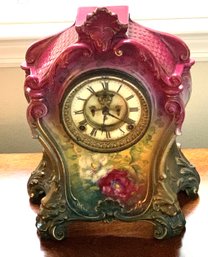 Vintage German Royal Bonn 1755 Painted Porcelain Mantel Clock