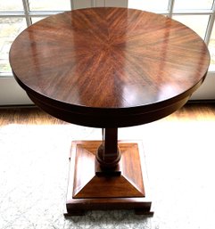 Textured Round Dark Brown Wooden Side Table