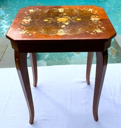 Vintage Italian Hand Made Wooden Jewelry Musical Table