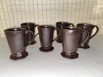 Set Of 6 Juliska Pewter Stoneware Mugs