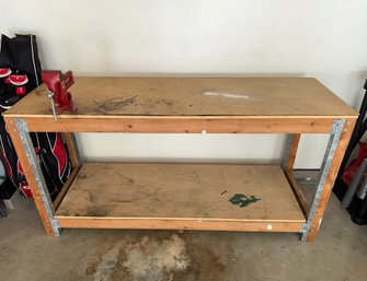 Large Work Table With Attached Vice
