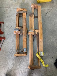 Vtg Wood Drywall Stilts - 2 Pairs