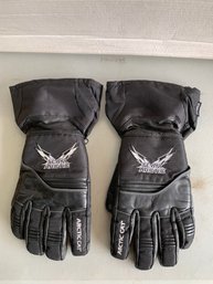 Men's TEAM ARCTIC Black Leather Snowmobile Gloves SZ M