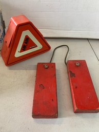 Airplane Lot - Chock Blocks And Portable Air Aid Air Pump