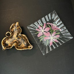 Vtg Stangl Pottery & Sydenstricker Studio Art Glass Star Flower Plate