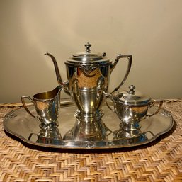 Vtg Shelley Silver Plate Tea Service Set