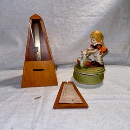 Vintage Seth Thomas Metronome And Vtg Music Box