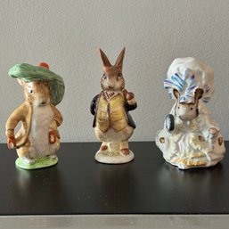 3 Beatrix Potter Royal Albert Figurines - Mr. Benjamin Bunny, Benjamin Bunny And Lady Mouse
