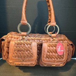 Isabella Fiore Leather And Velveteen Weave Purse / Bag