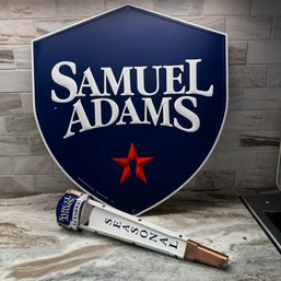 Sam Adams Metal Sign And Beer Tap - Great For Bar Or Man Cave