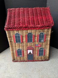 Vintage Large Wicker Basket Hamper School Kids Toy Box Storage Homeschool