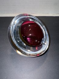 Ashtray Half Sphere Overlay Purple Crystal Saint Louis Glass