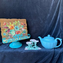 Blue Kitchen Items - Hall Teapot, Pioneer Women Book Holder