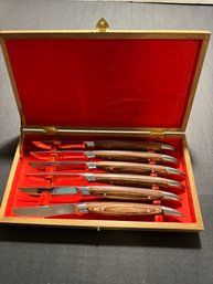 Set Of 6 MCM Stainless Steel Samurai Steak Knives