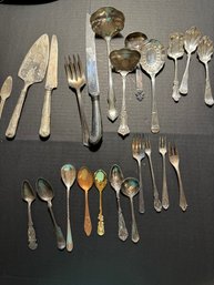 Large Lot Of Misc Flatware And Serving Pieces