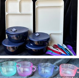 Vtg Tupperware Food Serving Items - Lidded Bowls, Trays, Flatware