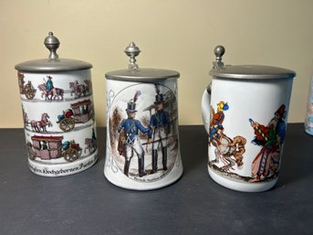 German Beer Steins Lot Of 3  BMF BAVARIA ER