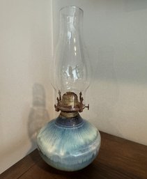 Signed Art Pottery Oil Lamp