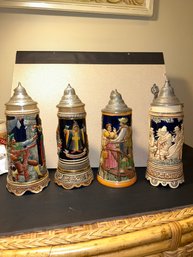 Lot Of 4 Musical Beer Steins