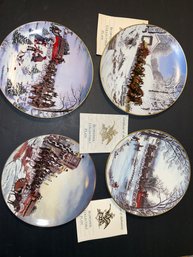 BUDWEISER COLLECTIBLE PLATES Set Of 4 Clydesdales Christmas