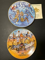 1992 US WINTER SUMMER OLYMPIC  TEAM COLLECTABLE PLATES  SPAIN FRANCE